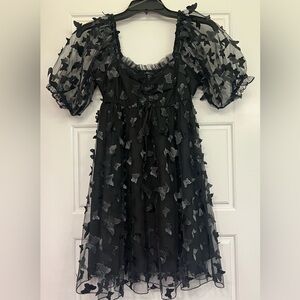 Charming Black Butterfly Mini Dress size small